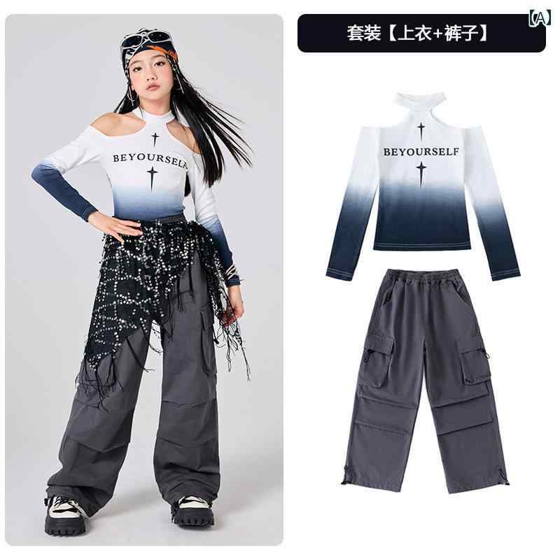 ストリート　子供　ダンス 女の子 ジャズ ダンス 衣装 子供の ヒップ ホップ ストリート ファッション 服 パフォーマンス スーツ 女性 グループ キャットウォーク