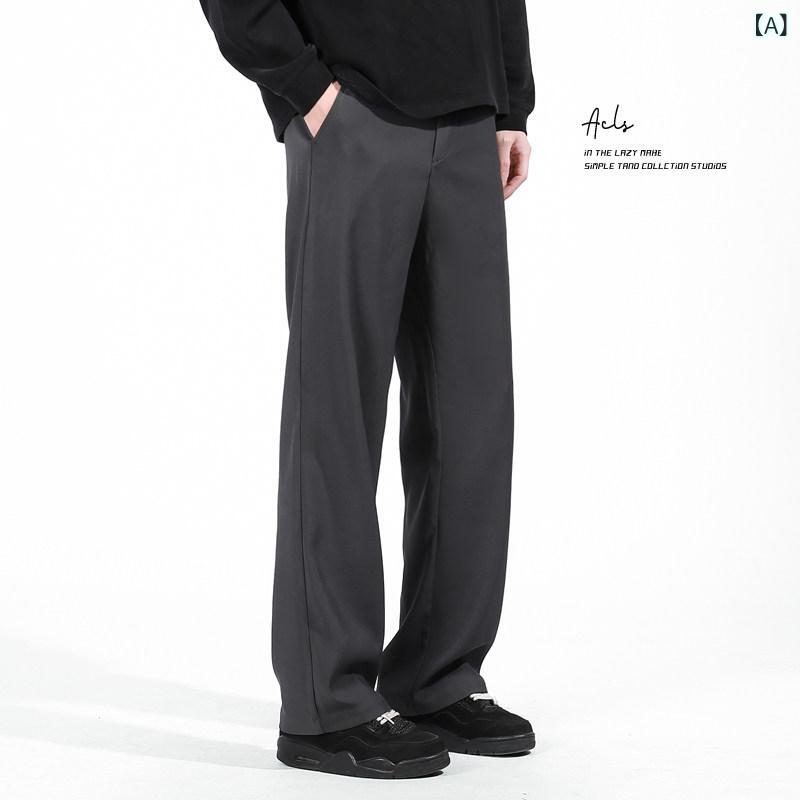ストレート　ジーンズ　パンツ 春夏 アメリカン カジュアル ドレープ パンツ メンズ クリーン フィット ストレート ゆったり 万能 通勤 スリム ロング｜サポートシェアグローバル