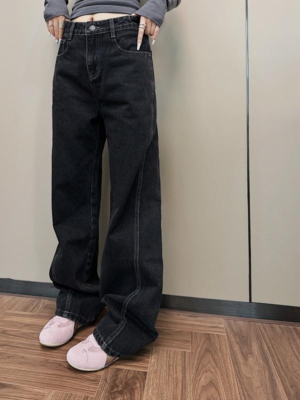 ストレート　ジーンズ　パンツ GTBBK バイヤー ストア 深 セン アメリカン レトロ 万能 ワイド レッグ ストレート カジュアル ジーンズ