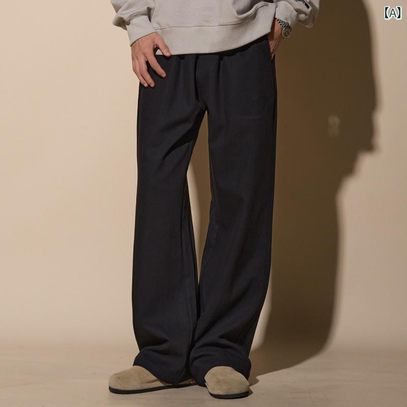 ストレート　ジーンズ　パンツ LOADMIND アメリカン レトロ シンプル カジュアル ドレープ スーツ パンツ メンズ ストレート ワイド レッグ ストリート