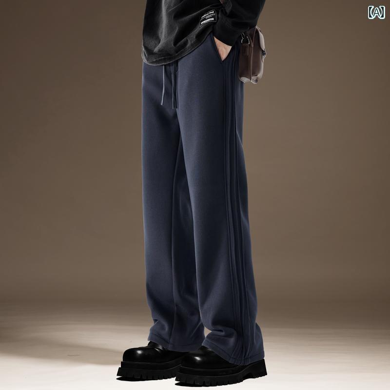 ストレート　ジーンズ　パンツ 高級 アメリカン レトロ ドレープ カジュアル パンツ メンズ 2025 春秋 ストレート ワイド レッグ スウェットパンツ