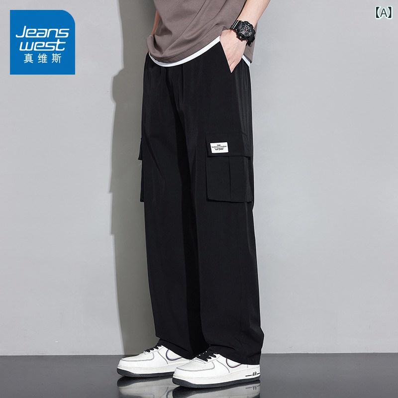 メンズ　ズボン　カジュアルパンツ Jeanswest 冷感 オーバー オール メンズ 夏 薄手 アメリカン ゆったり ストレート ドレープ ワイド レッグ カジュアル パンツ