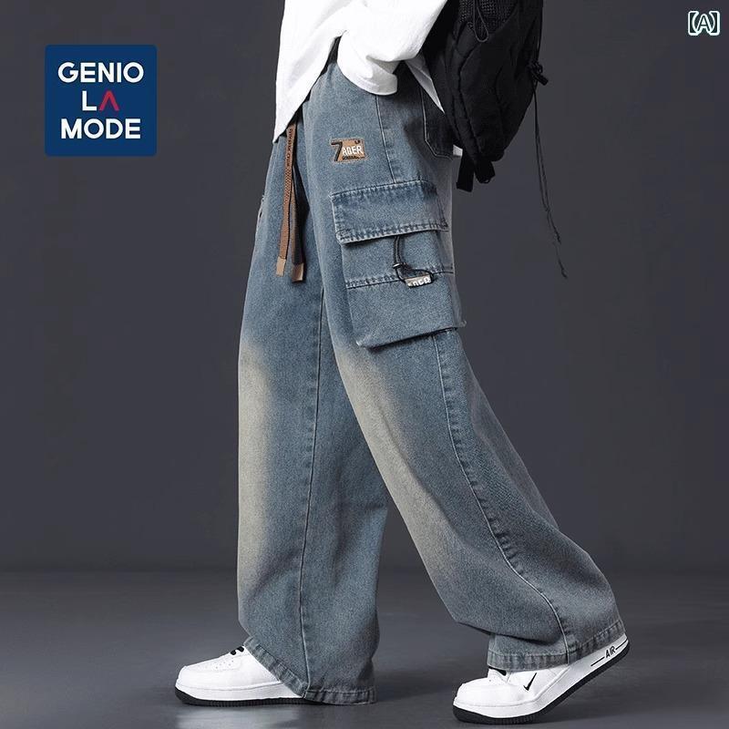 メンズ　ズボン　カジュアルパンツ GENIOLAMODE 大きいサイズ 作業着 ジーンズ メンズ 秋冬 春秋 カジュアル ストレート パンツ