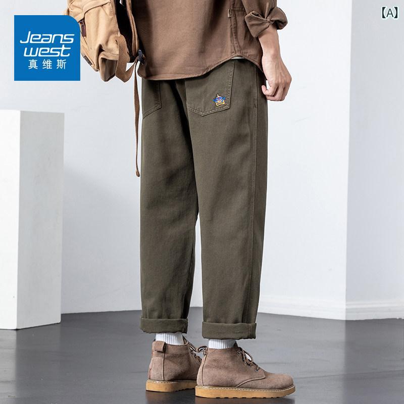 メンズ　ズボン　カジュアルパンツ Jeanswest メンズ カジュアル パンツ 2025 春 アメリカン オーバー オール ゆったり コットン ワイド レッグ スポーツ｜サポートシェアグローバル