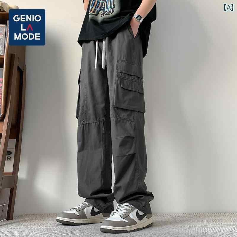 メンズ　ズボン　カジュアルパンツ GENIOLAMODE コットン ストレート パンツ メンズ 2025 春 カジュアル ワークウェア