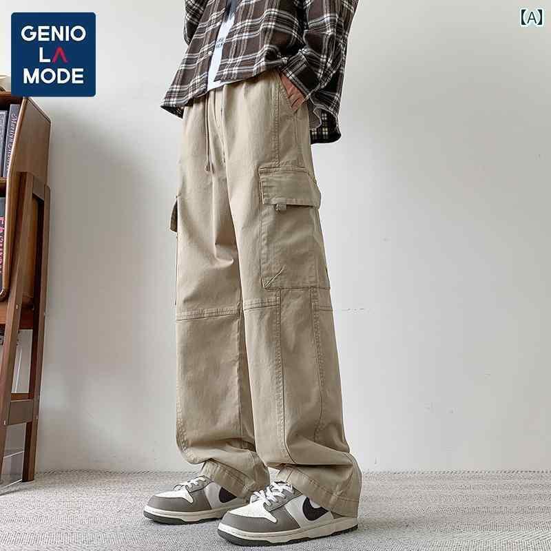 メンズ ズボン カジュアルパンツ GENIOLAMODE アメリカン ファッション  オーバー オール メンズ 2025 春夏 大きいサイズ ワイド レッグ パンツ
