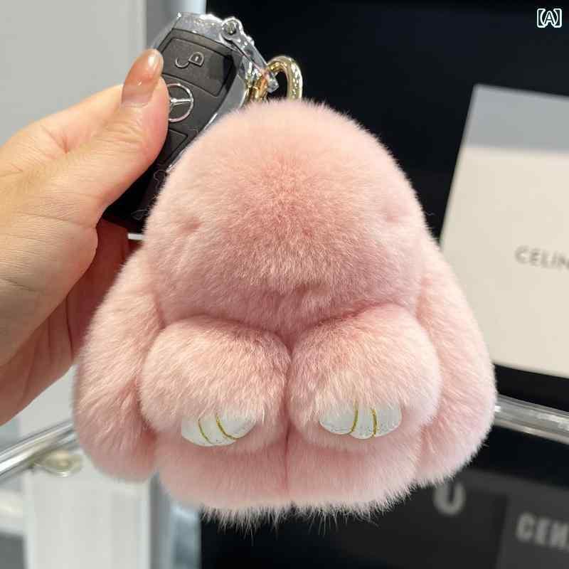 ぬいぐるみ アクセサリー かわいい の かわいい レックス ウサギの 毛皮の 人形 車 キーホルダー ペンダント ミニ バッグ ぬいぐるみ 装飾 死 ウサギ