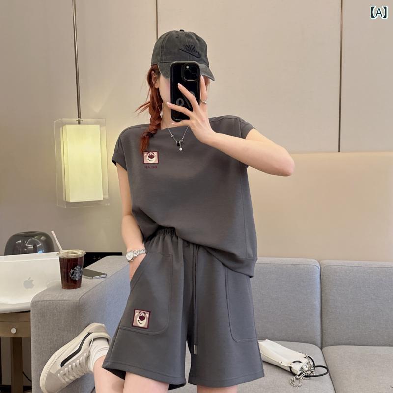 レディース　半袖　ショート 2025夏 薄手 スポーツウェア スーツ 女性 半袖 ショート パンツ ツーピース カジュアル ファッション スタイル 年齢 軽減