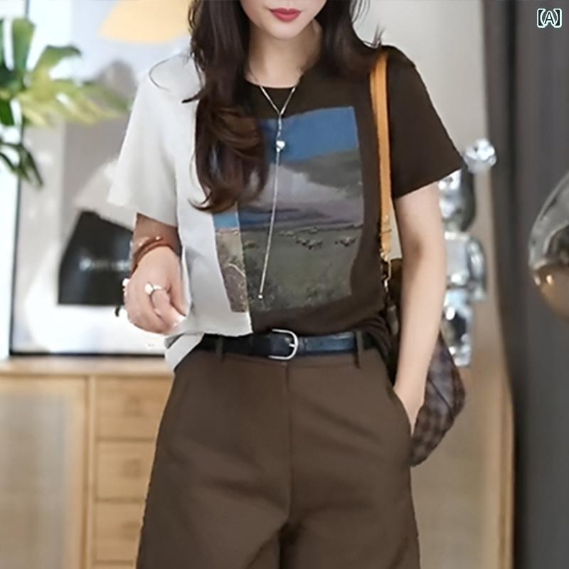 レディース　半袖　ショート 高級 ファッションの 夏用 女性用 半袖 Tシャツ 大きいサイズ スリム カジュアル ショート パンツ ツーピース スーツ