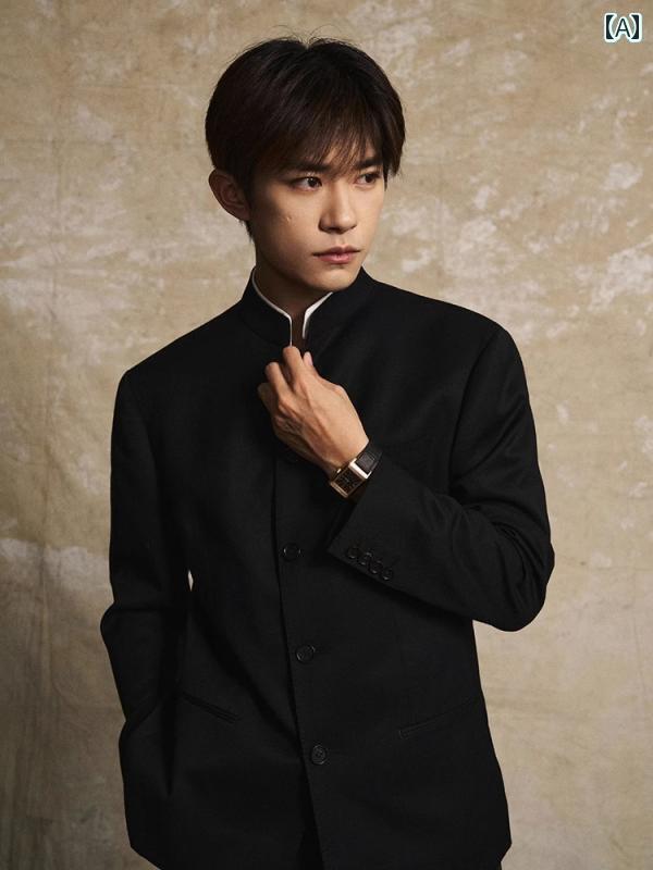 メンズ　カジュアル　ファッション 易 洋 千 璽 同じ 春秋 チャイナ風 ジャケット カジュアル 小さい スーツ スタンドカラー 中山 男性