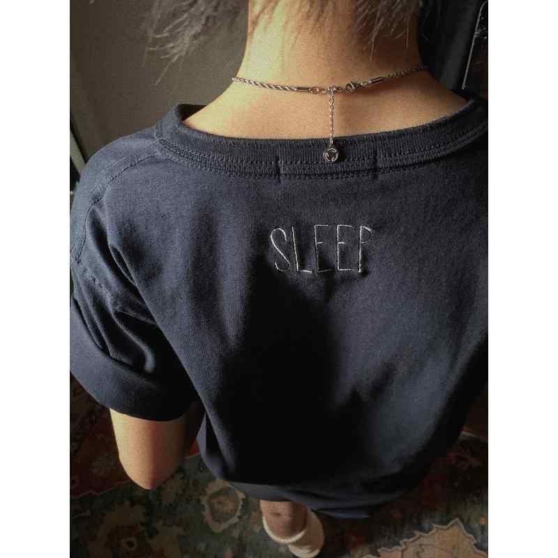 メンズ　アジアン　ファッション PII SLEEP スリープ ウェル ヘンリー カラー ボタン ヴィンテージ ネイビー アメカジ Tシャツ 250 g ユニセックス