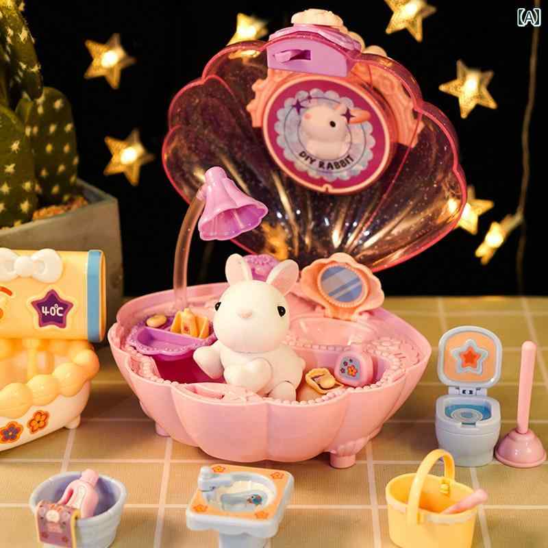 ぬいぐるみ　人形　おもちゃ　 子供の 誕生日 プレゼント バニー ハウス おもちゃの 家 女の子 プリンセス スーツ ヴィラ 猫 お 風呂 ペット