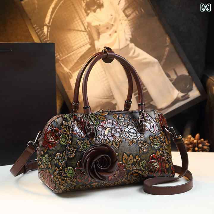 マネー　クリップ　財布 レトロ レディースバッグ 牛革 ショルダー クロス ボディバッグ 革 ハンドバッグ エンボス 加工大容量 中年 マザー ピロー バッグ 6,263円