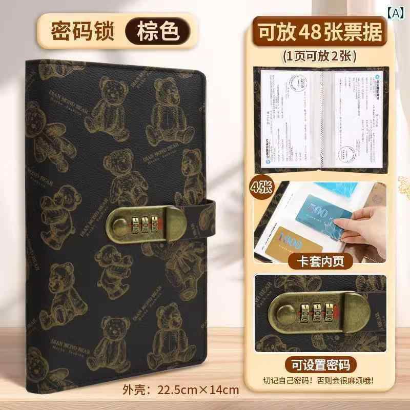 マネー　クリップ　財布 定期 預金 証明 書用の な フォルダー 小切手 保管 書 2025年の新 パスワード ロック 多機能 防水 紙幣 銀行大容量 紙 チャイナ風 大容量の 帳 アーティファクトコレクション