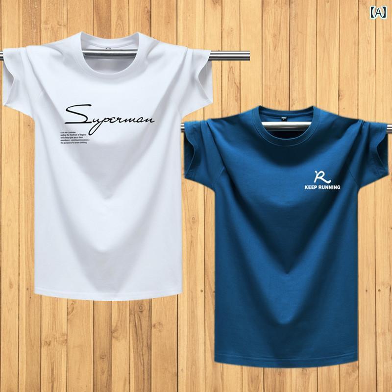 メンズ　ストリート　シャツ 夏の メンズ 半袖 Tシャツ 綿 ゆったり スポーツ カジュアル スウェットシャツ 太めの 大きめ サイズ メンズトップス