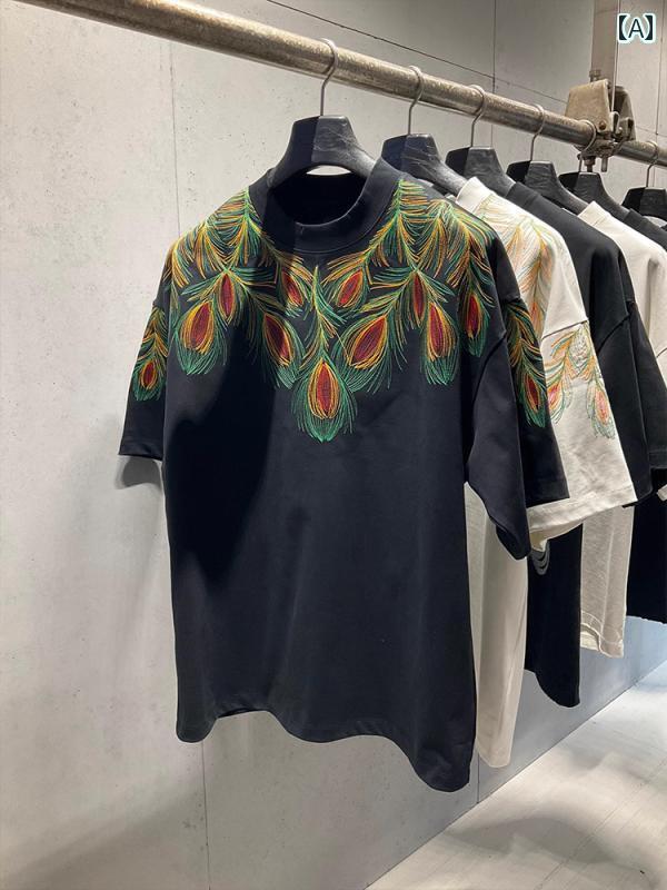 メンズ　ストリート　シャツ アメリカン レトロ カジュアル 2025 夏 刺繍 ラウンドネック 半袖 Tシャツ 男女兼用 ゆったり 大きいサイズ