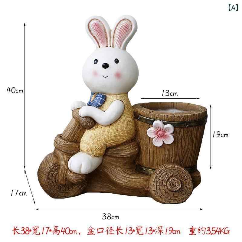 庭　装飾　飾り　 かわいくて 暖かい ウサギの 家族の 植木鉢 ガーデンヴィラ バルコニー 中庭の 装飾 レイアウトな 屋外 動物の 装飾品