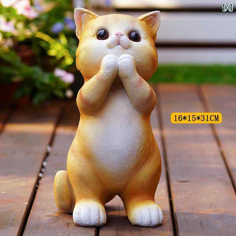 庭　装飾　飾り　 かわいい フェイク 猫の 屋外 装飾 植木鉢 飾り 動物の 形の バルコニー ヴィラ 中庭の 庭の シーンの レイアウト