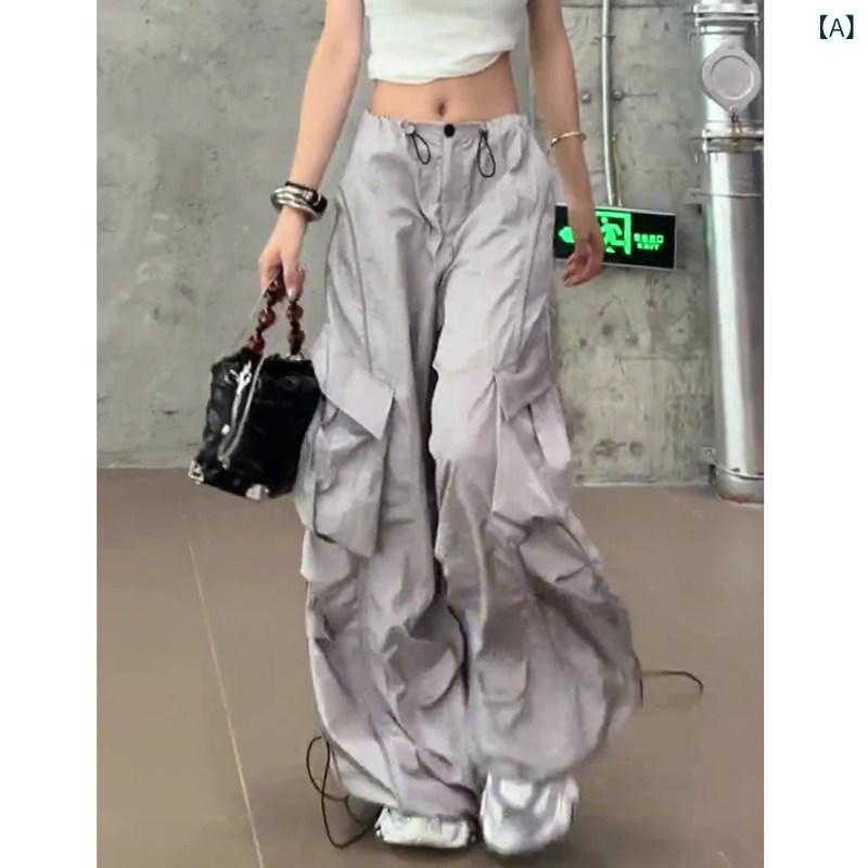 ワイド　カーゴ　パンツ　レディース 2 着 着用 可能 アメリカン カジュアル ワークウェア ワイド レッグ パンツ 女性用 2025 春 ゆったり スリム 日焼け防止 モ ッピング 薄手