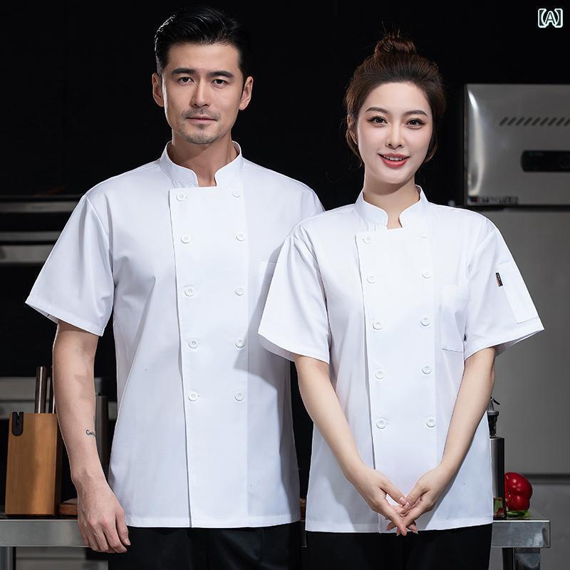 ドレス ウェイター 作業服 高級 白 シェフ 作業着 半袖 メンズ 夏 ケータリング ホテル レストラン 食堂 キッチン 大きいサイズ 服 女性