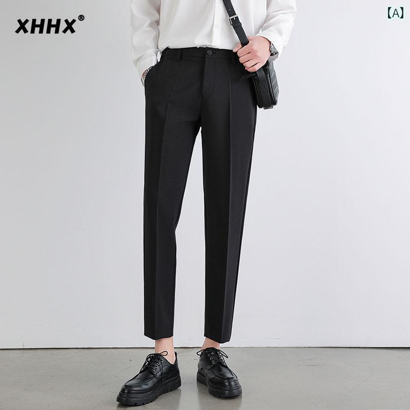 メンズ　ズボン　夏用 高級 九分丈 冷感 スーツ パンツ 男性用 2025 春夏 スタイル メンズカジュアル ウェディング｜サポートシェアグローバル