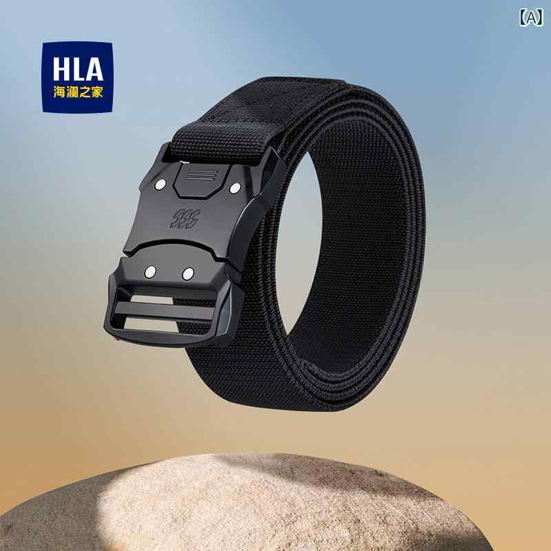 ベルト　レザー　メンズ HLA / Hailan Home ベルト タクティカル バックル キャンバス 24インチ新 エラスティック 編み ブラック 便利