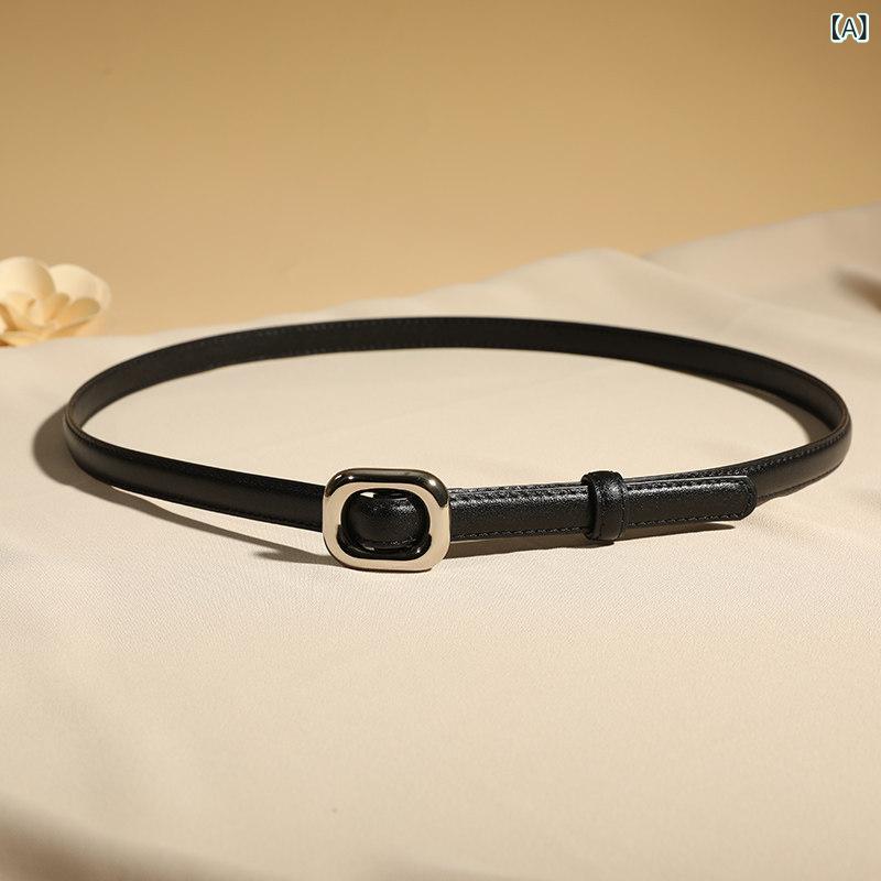 レディース　ベルト　チェーン レディースベルト 革 薄型 ドレス ウエスト 飾り スカート シャツ ソフト 牛革 小さい ベルト
