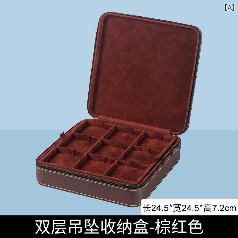 ケース　革　収納 ジュエリーボックス 収納 ボックス 高級 精巧 レトロ 二 層 PU レザー ベルベット ジッパー ペンダント ネックレス 6,904円