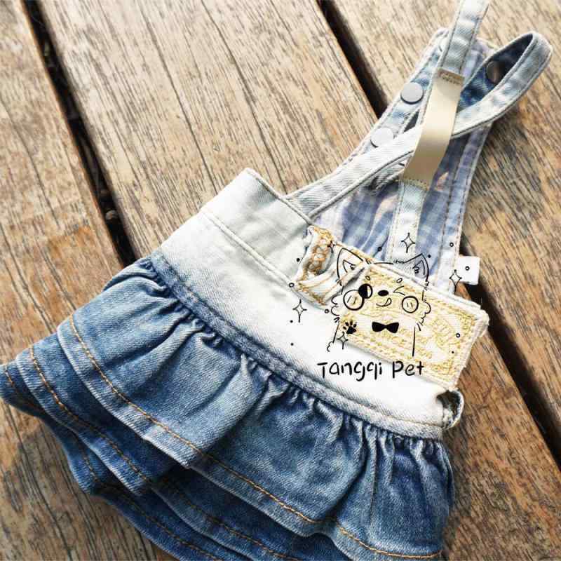 わんちゃん ハーネス かわいい ペット 服 メーカー 猫と 犬の クラシック ファッション ヘビーウォッシュ デニム グラデーション オーバー オール テディ