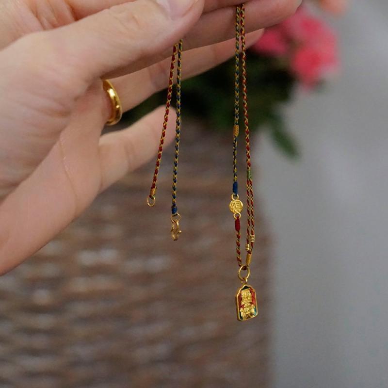 ペンダント ネックレス アクセサリー 謝さんのの 金色の 祝福の ネックレス。 ペンダント トップと しても 使える レトロで カラフルな なの 精巧 織り