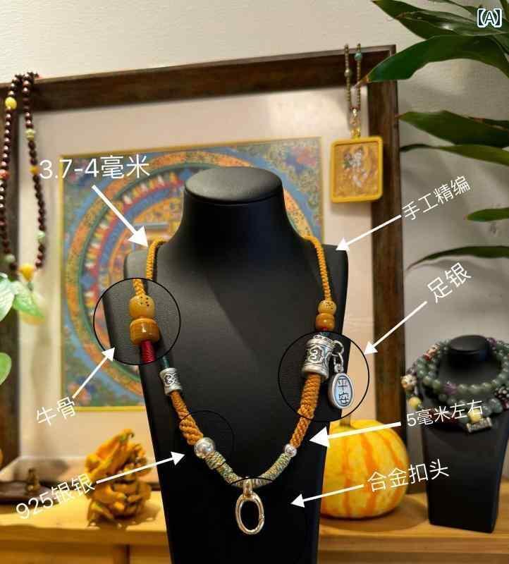 ペンダント ネックレス アクセサリー な 手編み 999 スター リング シルバー チベット ペンダント ネックレス タンカ 仏陀 お守り ストラップ クラシック エスニック 調節可能