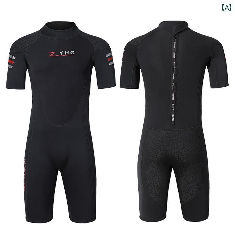マリンスポーツ スーツ 水着 3 mm 弾性 CR ショート ワンピース ダイビング スーツ 15 半袖 暖かい コーチ 水着 フリー サーフィン ウェットスーツ