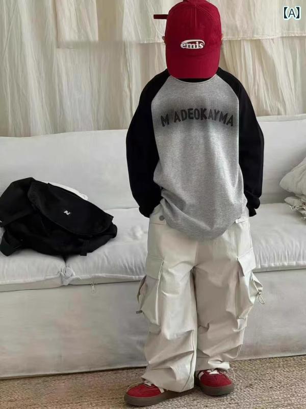 子供服　カジュアル　かわいい スポット ボラボラ 韓国 子供服 2025 春 Tシャツ 男の子と 女の子用 ラグランスリーブ レイヤリング シャツ 4,758円