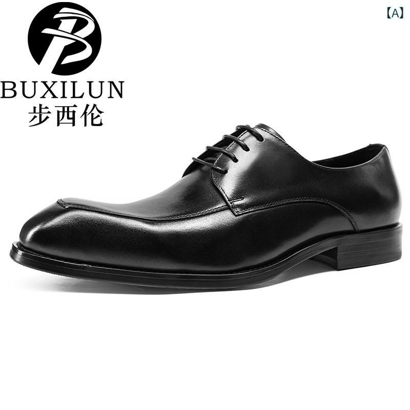ビジネス 革靴 シューズメンズ Buxilunの 尖った 革靴 メンズ ビジネス フォーマルウェア 高級 レザー ダービー ウェディング 新郎 靴 カジュアル メンズシューズ