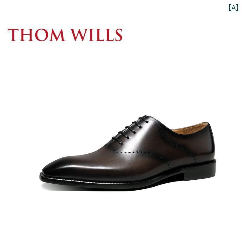 ビジネス 革靴 シューズメンズ ThomWills レザーシューズ メンズ 革 フォーマル ビジネス ブラウン レトロ 英国 風 結婚式 新郎用 オックスフォード シューズ｜サポートシェアグローバル