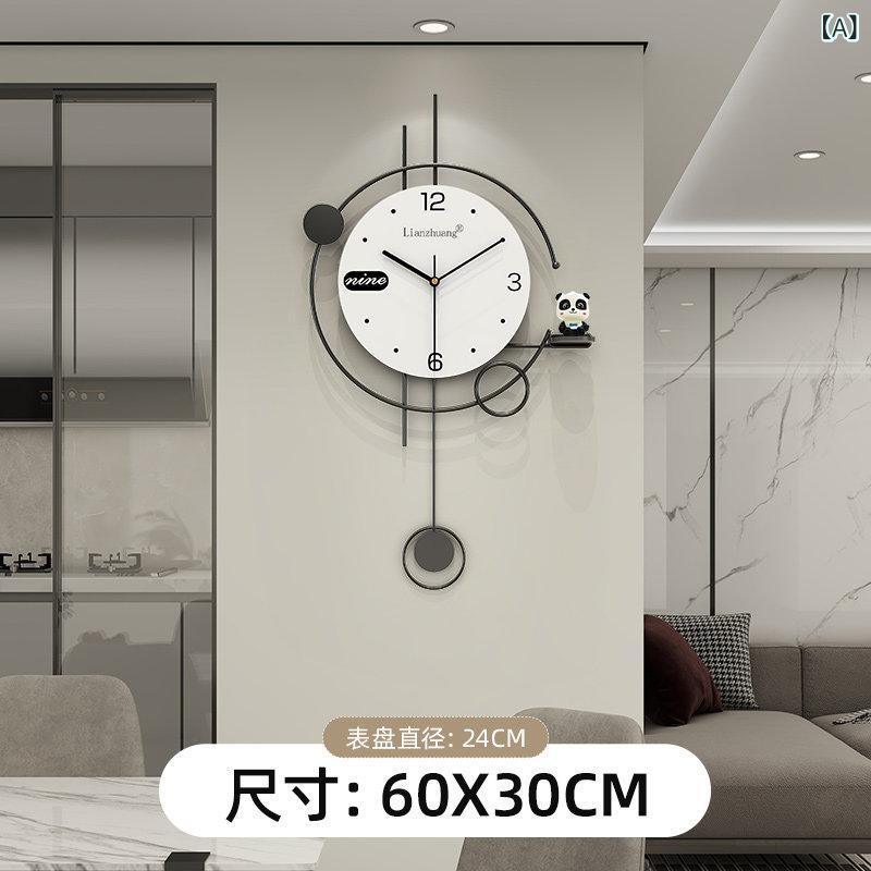 壁掛け 時計 おしゃれ パンダ 時計 壁掛け リビング ルーム 2025 ライト 高級 ハイエンド モダン シンプル ファッション 雰囲気の ある サイレント