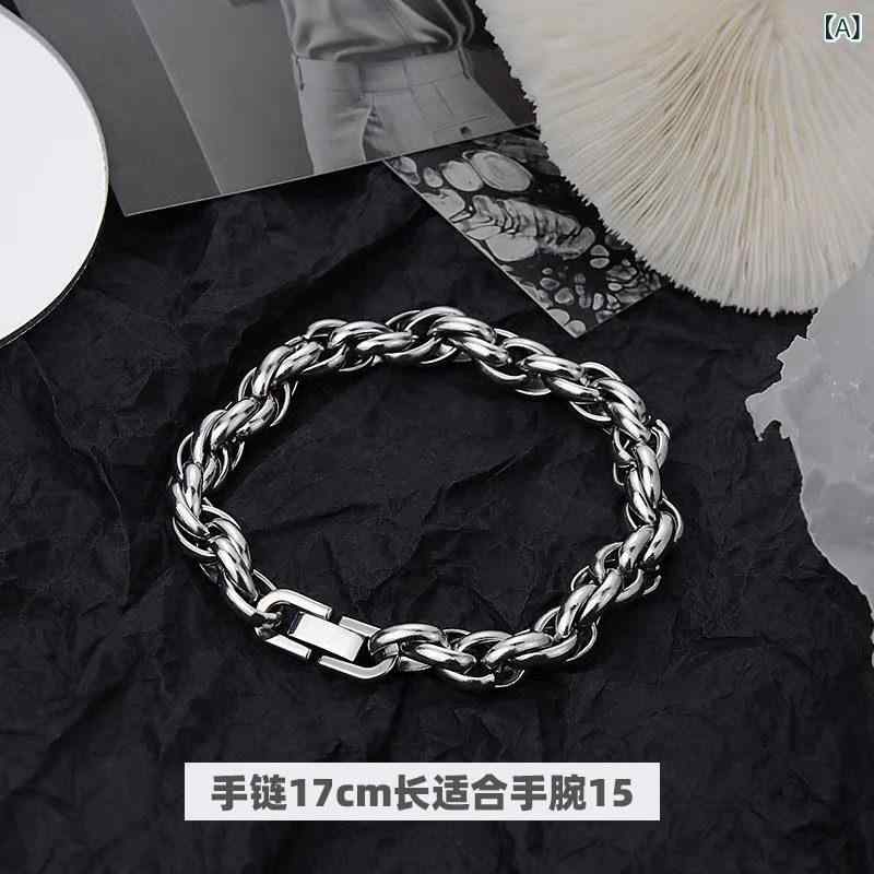 ブレスレット　ジュエリー　おしゃれ 男性用 スター リング シルバーブレスレット ハイエンド ファッション ヒップ ホップ ツイスト キューバ チェーン な アクセサリー ボーイフレンドへの 新年の 贈り物