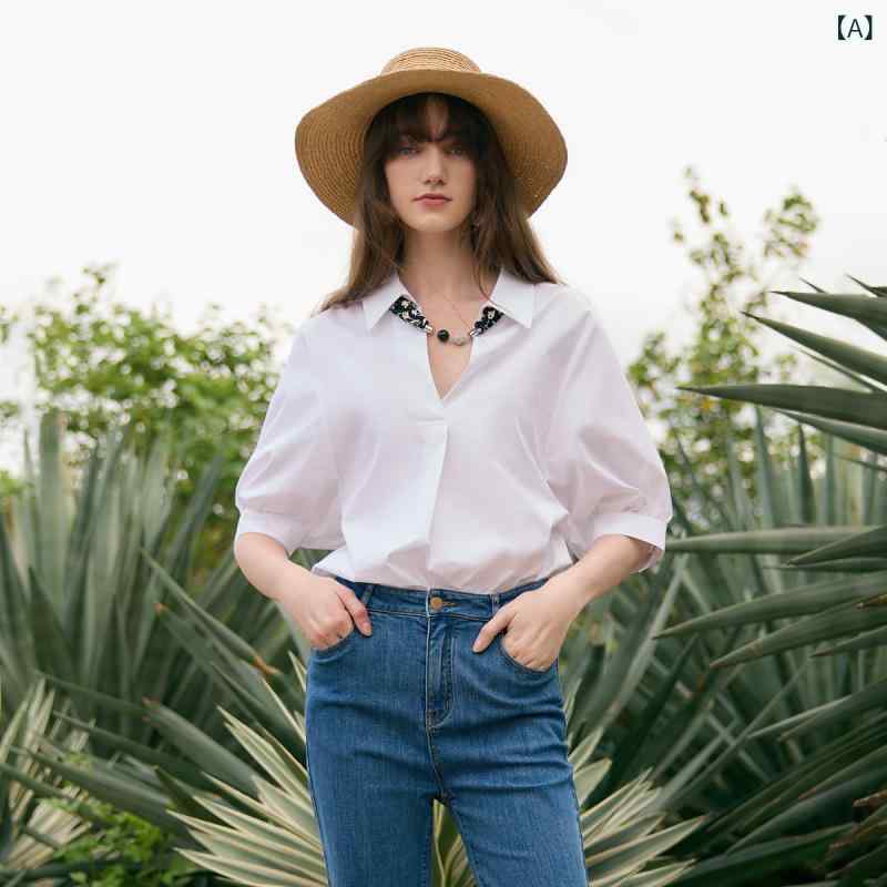 ブラウス レディース トップス シャツ 春夏 ホワイト系 ゆったり オーバーサイズ ビッグシルエット 通勤用 オフィス カジュアル きれいめ 無地 綿 コットン 通気性 快適 長袖 シンプル 着痩せ 細見え 体型カバー 二の腕カバー お腹周りカバー プラ|サポートシェアグローバル