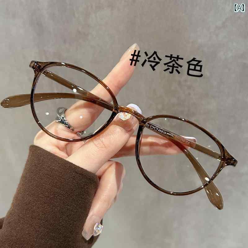 めがね　サングラス　韓国 軽量 7 g 冷 茶色 メガネ 近視の 女性用 プロ用 小さめの フレーム プレーンな 顔 目の
