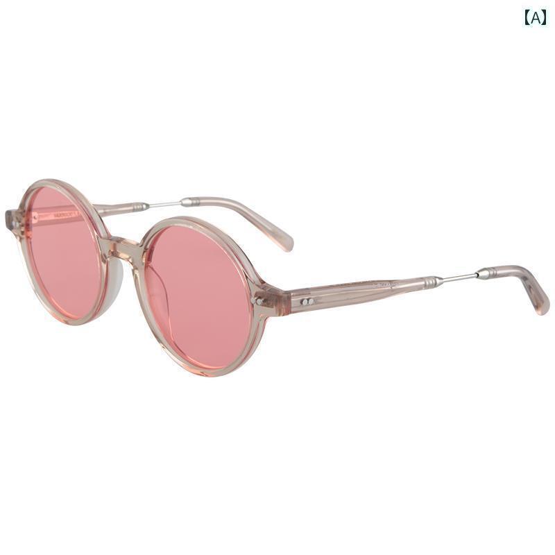 めがね　サングラス　韓国 MOSCOT LEMTOSH サングラス小 顔 ラウンド レトロ メガネ ピンク フレーム 偏光 パープル レンズ サングラス レディース な