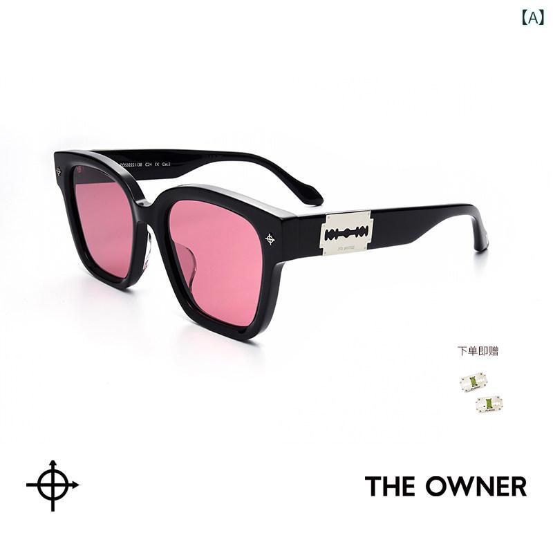 めがね　サングラス　韓国 THE OWNER / サングラス スクエア メガネ フレーム レトロ アセテート ラージ