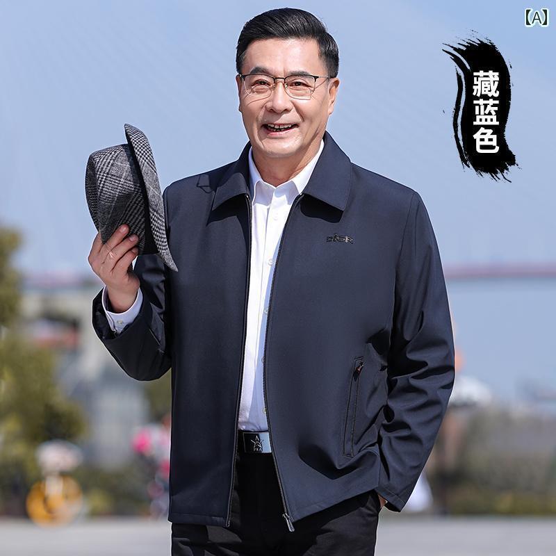アウター　ジャケット　メンズ 春秋お父さんの ジャケット メンズ 春秋 中年と 高齢者の ゆったりした トップス 中年 メンズジャケット 服 祖父の コート