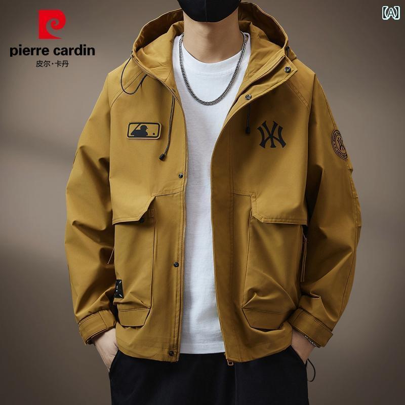 レザー　ジャケット　おしゃれ ピエールカルダン 機能性 ジャケット メンズ 春秋 レジャー アウトドア 登山 服 フード付き 作業着 コート