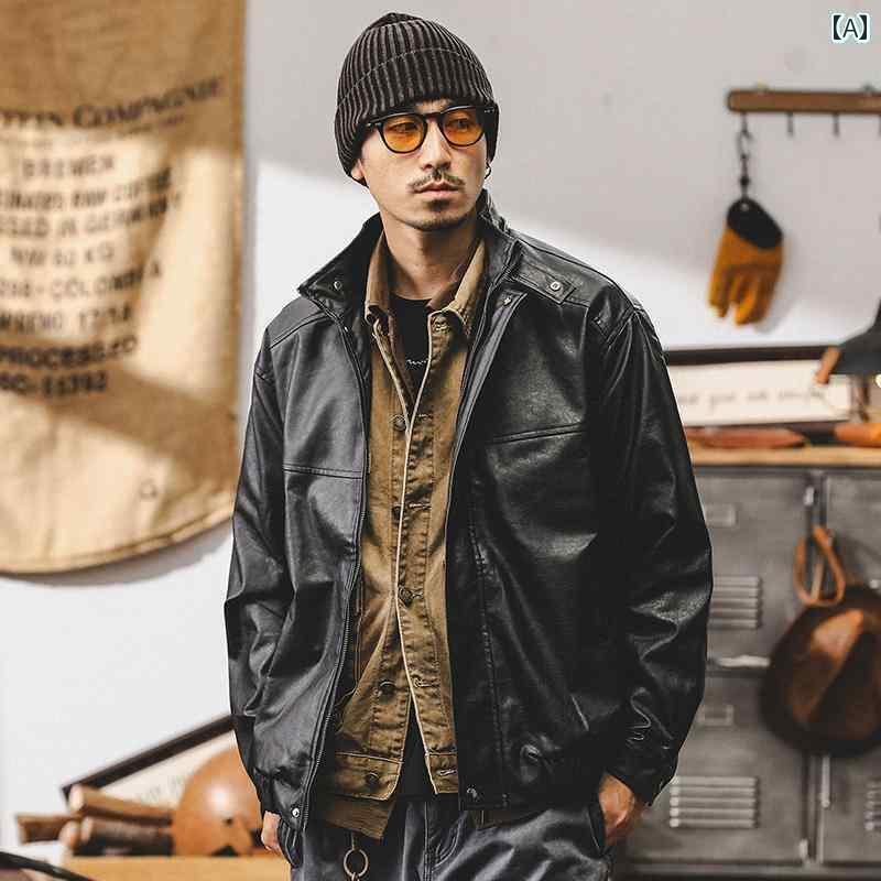 レザー　ジャケット　カジュアル 春秋 男性用 アメリカン レトロ ソフト レザージャケット ゆったり な の モーター サイクル スーツ 秋 メンズ タフ