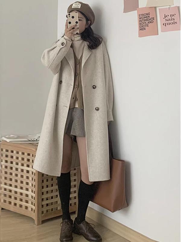 コート レディース 秋冬 アウター ウール カシミヤ混 ロング丈 中長丈 体型カバー ゆったり 大きいサイズ 細見え 着痩せ お腹周りカバー 暖かい 防寒 高級感 シンプル 無地 韓国風 ファッション 通勤 通学 普段使い お出かけ 上品 大人カジュアル｜サポートシェアグローバル