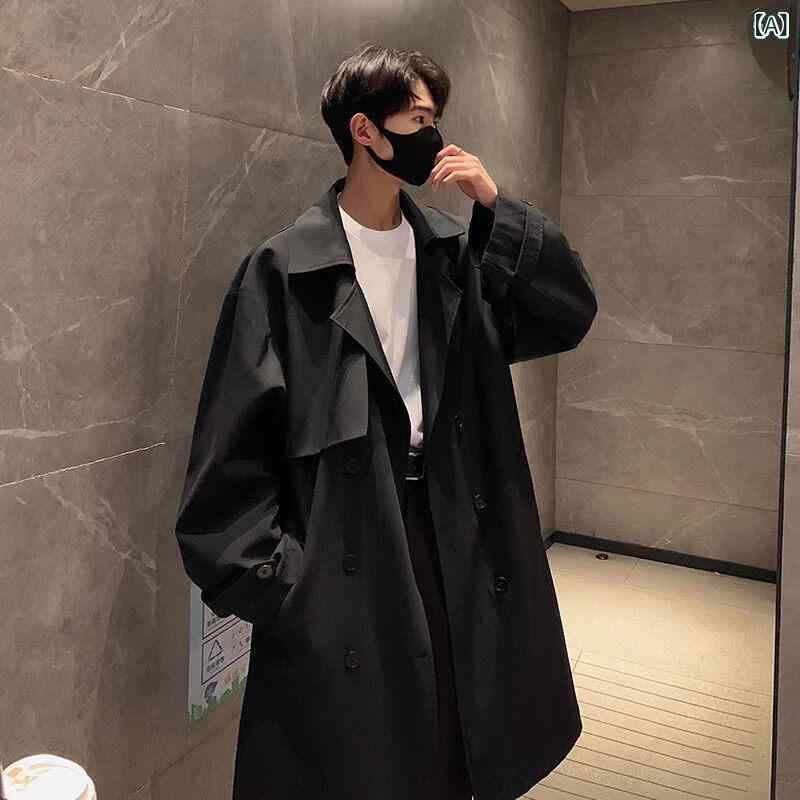 カーキ コート レディース カーキ トレンチコート メンズ ミドル 丈 秋冬 韓国 カジュアル コート 高級 紳士服