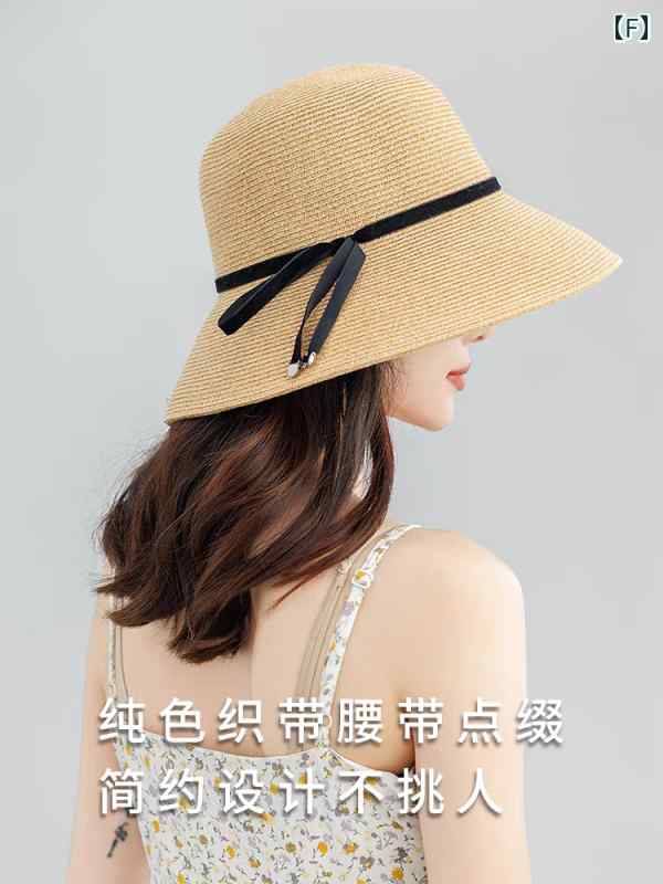 麦わら帽子　レディース 大きめの 頭囲 つば 広 UV カット 紫外線 対策 レディース 麦わら 帽子 Sun Li 同じ ビーチハット 夏用 女性用