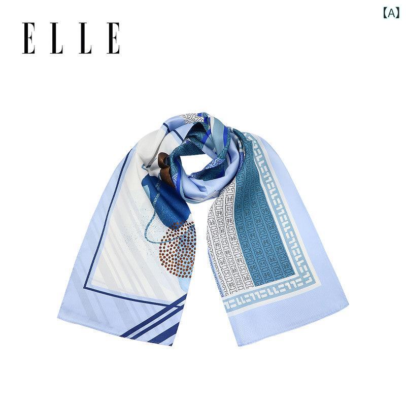 スカーフ おしゃれ レディース ELLE 100 マルベリー シルク シルクスカーフ レディース 春秋 スプライシング プリント スカーフ ギフト ボックス