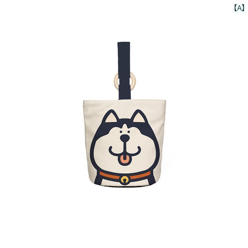 犬用　トートバッグ　バッグ Hongna× Xiaokou コラボ Erha Corgi 犬 カジュアル 個性 木製 リング ポータブル バケツ バッグ