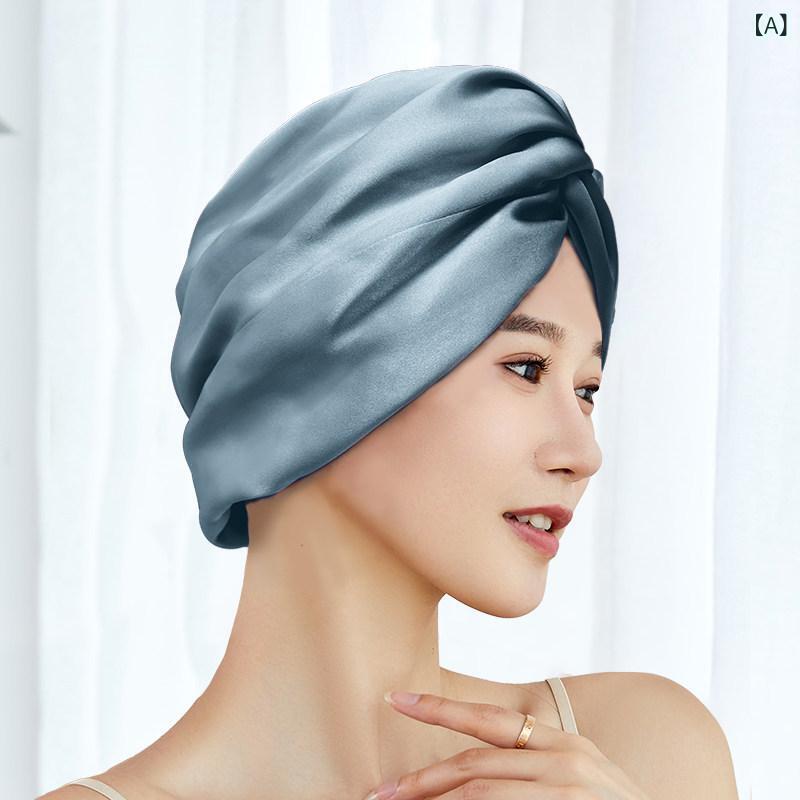 ヘアキャップ キャップ Fuansi Li ノット 両面 ナイトキャップな 通気性 閉じ込め キャップ 100 % 桑 絹 睡眠 ヘア ケア